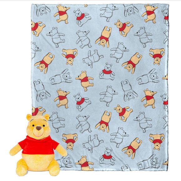 Winnie The Pooh Doll Hugger Pillow & Throw Blanket Set 40" x 50" - Picture 2 of 3